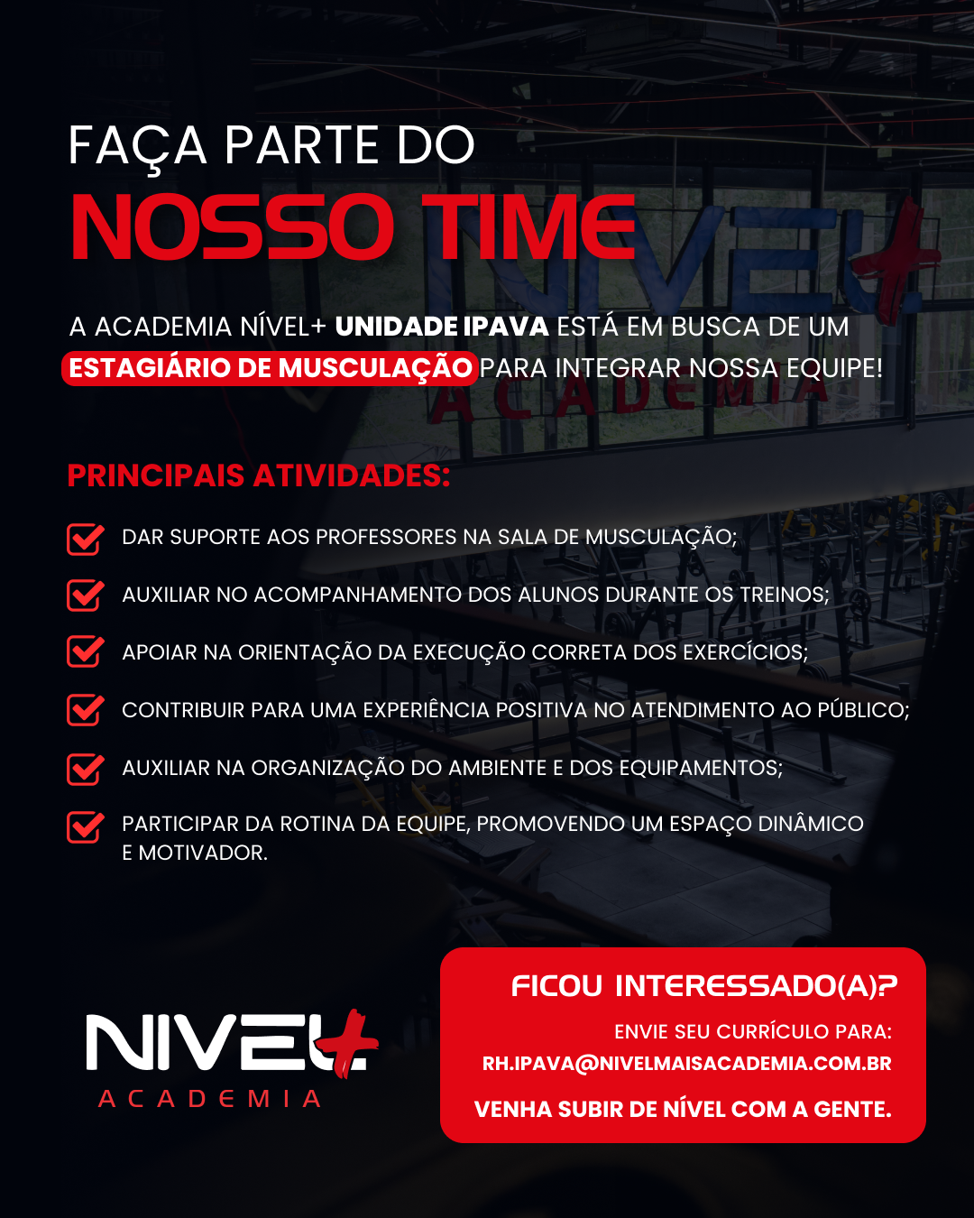 VAGA IPAVA - ESTÁGIO DE MUSCULAÇÃO (FEED)